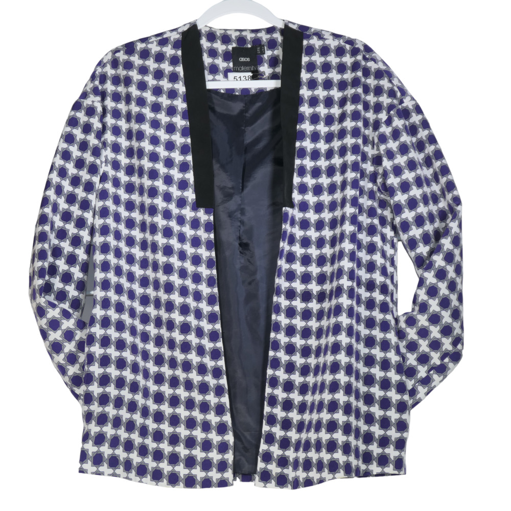 Asos Maternity Blazer Womens Size 4 Bue Gray Pockets Lined Career Classic
